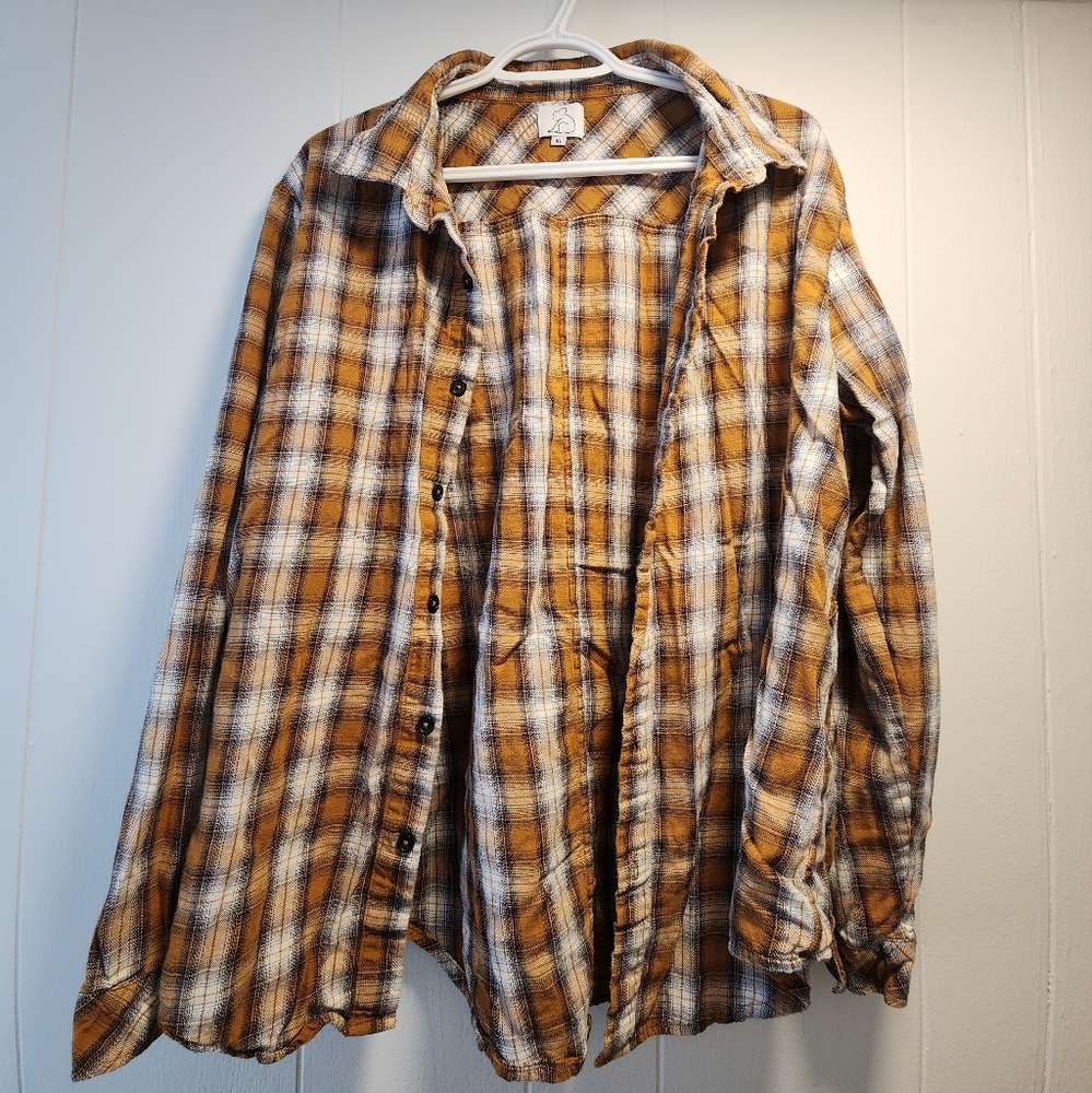 Kuwalla Tee Button Up flannel Plaid Size Xl